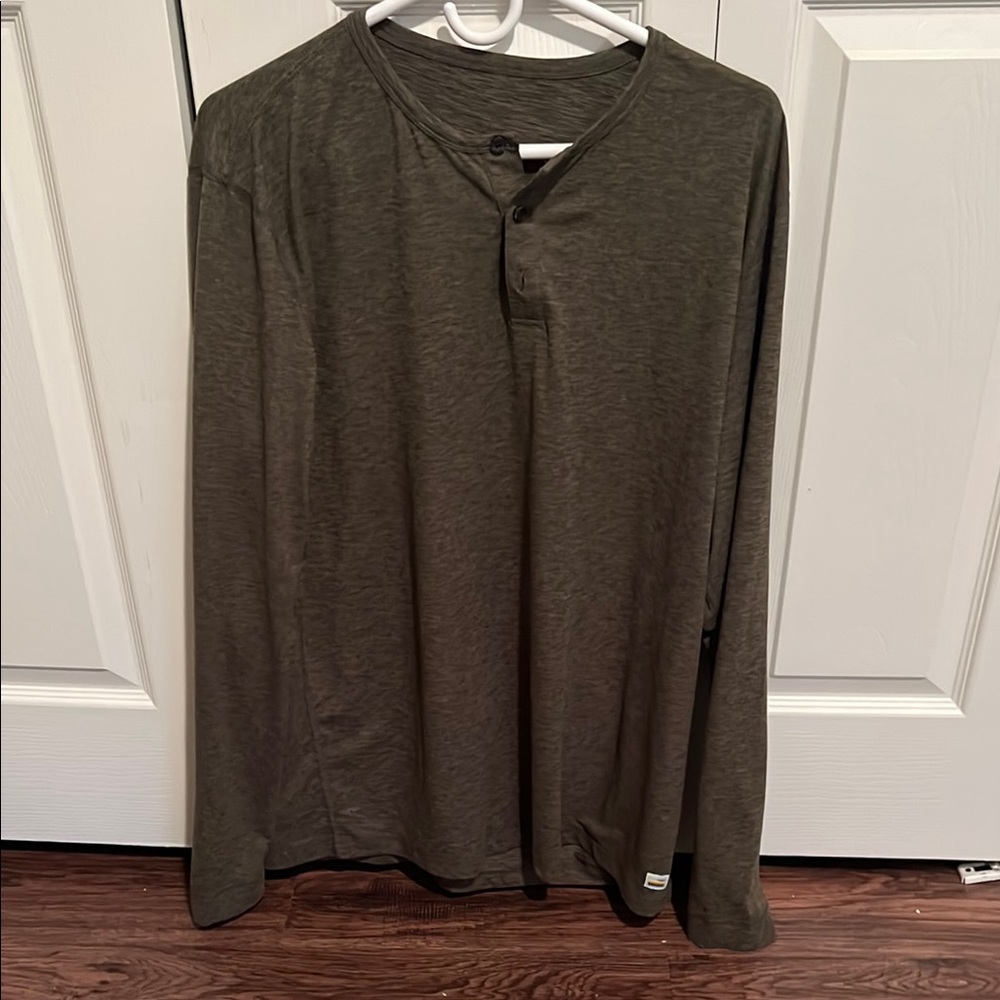 Men's Olive Long Sleeve Henley Shirt